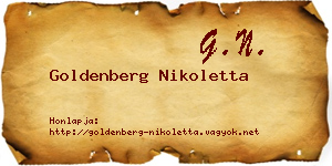 Goldenberg Nikoletta névjegykártya